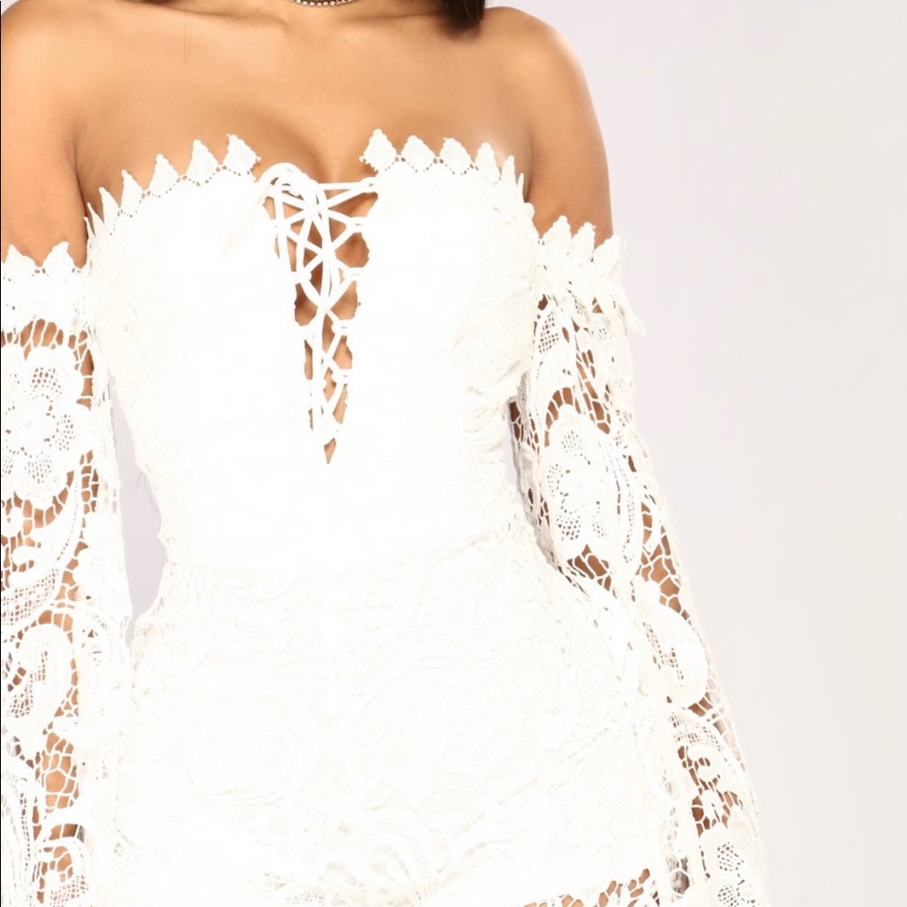 Lace-up crochet romper